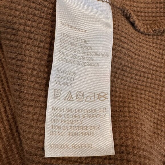 Tommy Hilfiger Brown Waffle-Knit Thermal Long Sleeve Shirt – XL Embroidered Y2K - Picture 8 of 8
